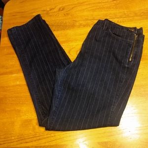 NYDJ size 14 blue striped pull on wide leg jeans